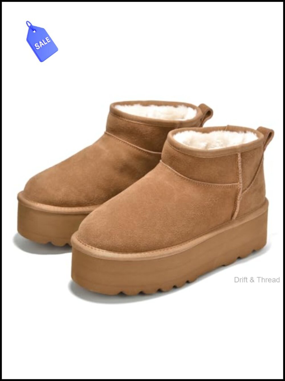 Genuine Suede Waterproof Platform Ankle Boots